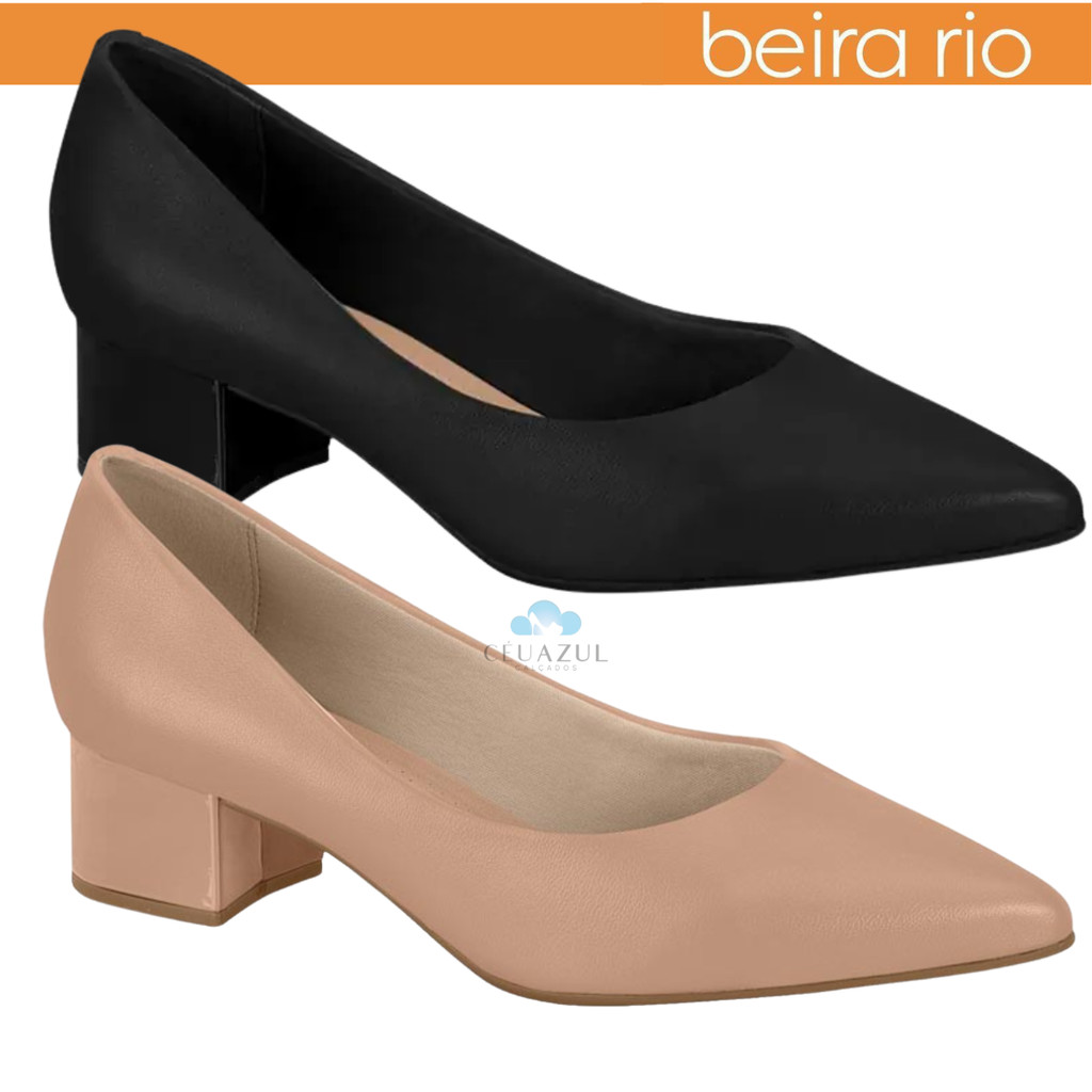 Sapato Scarpin Beira Rio Femino Salto Baixo Bloco Conforto em Oferta na Shopee