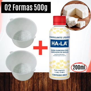 Coalho HA-LA coagulante 200ml + 02 Formas 500g (Especial e reforçada) p/ Queijos Minas frescal em Oferta na Shopee