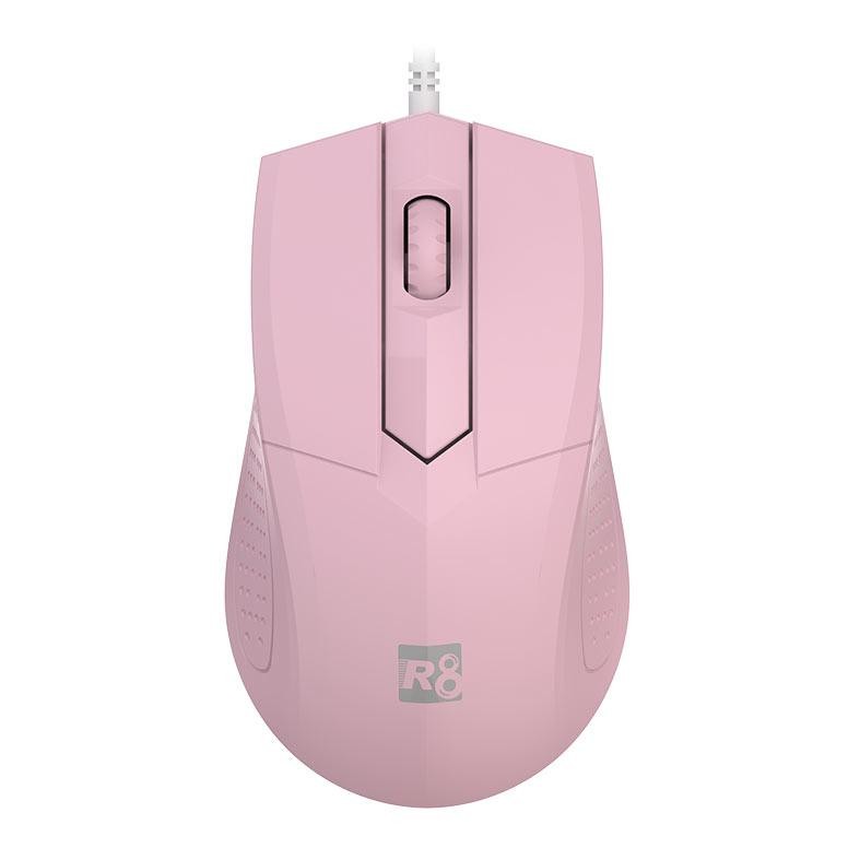 Mouse R8 1607, 1200DPI, 3 Botoes, Rosa, R8-1607-PK