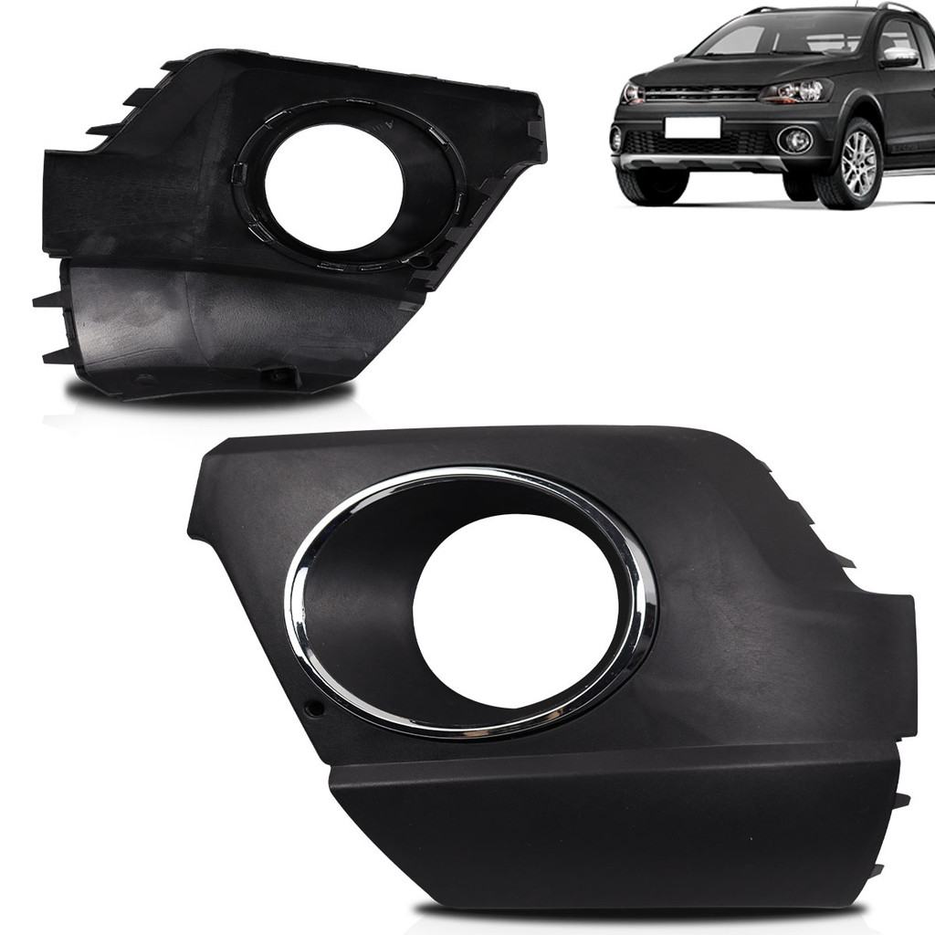 Par Grade Moldura Milha Saveiro Cross G6 2013 2014 2015 Com Aro Cromado