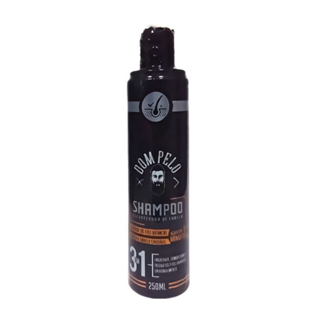 Detalhes do Kit com 5x Shampoos Anticaspa + 5x Shampoos Escurecedores  Dom Pelo 250ml - Reduz Fios Brancos - Pronta Entrega