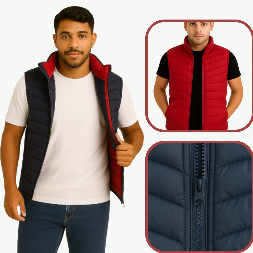 Colete Masculino Dupla Face Poliamida Puffer Bobojaco Estilo
