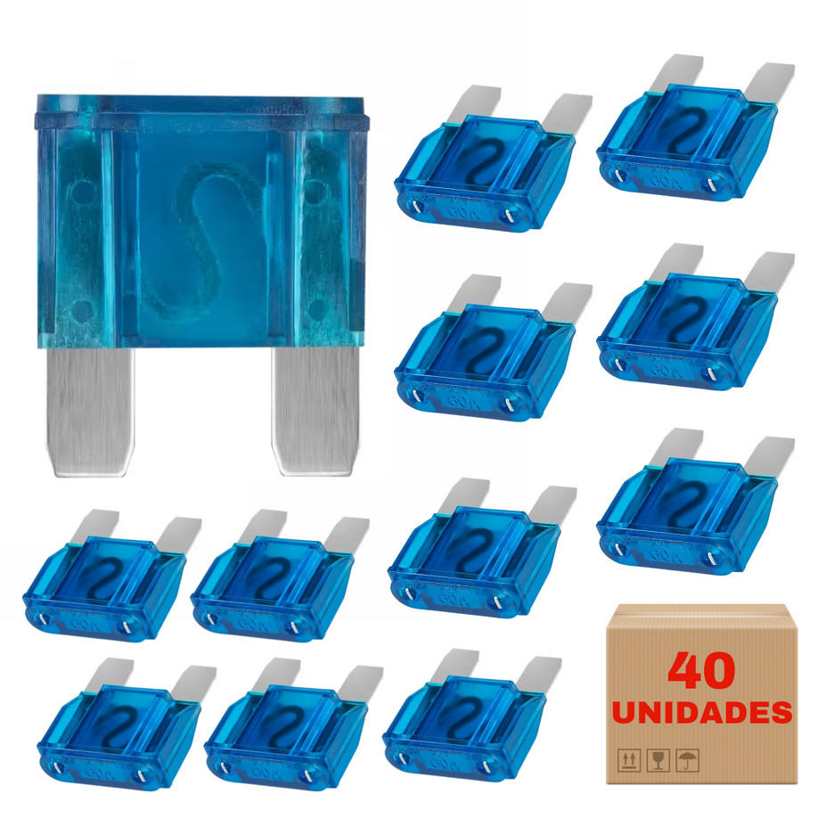 Kit 40 Fusível Max Automotivo 60 Amperes Lâmina Bateria Lote