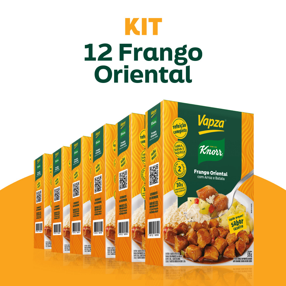 Kit 12 Frango Oriental Com Arroz e Batata 370G Vapza e Knorr Kit 12 Frango Oriental Com Arroz e Batata 370G Vapza e Knorr