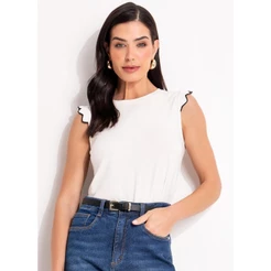 Blusa Em Malha De Viscose Off White Quintess