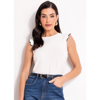 Blusa Em Malha De Viscose Off White Quintess em Oferta na Shopee