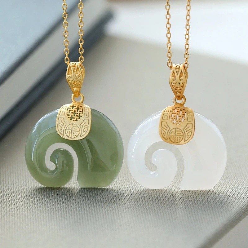 Boutique Pedra Natural Hetian Jade Elefante Pingente 18K Banhado A Ouro Corrente Colar Gargantilha Jóias Para Aniversári