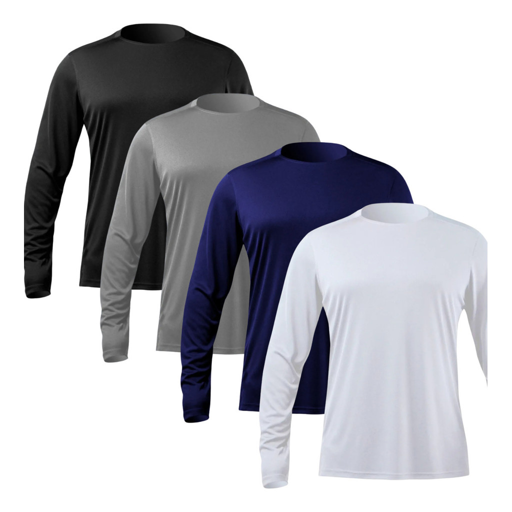 Kit 4 Und. Camisas Segunda Pele Proteção Solar Uv Térmica