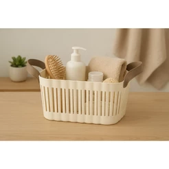 Cesto Organizador de Plástico Com Alças Multiuso Dispenser Decoração Clean Cozinha Banheiro