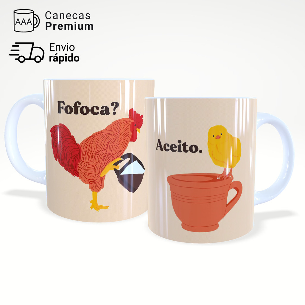 Caneca Xícara Fofoca Aceito Engraçada Divertida Presente Criativo Porcelana 325ml – JURO