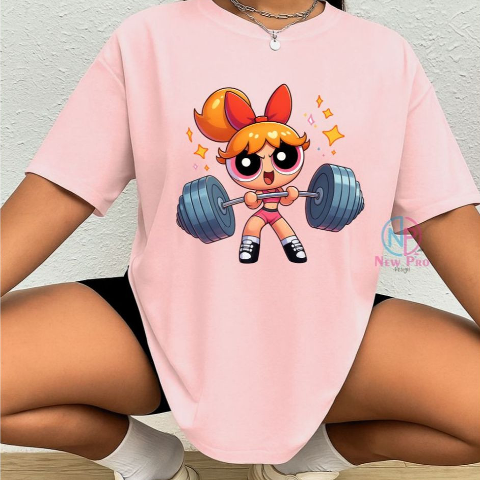 Camiseta Moda Feminina Docinho Academia Look de Treino Super Poderosas Meme Camisa 100% Algodão