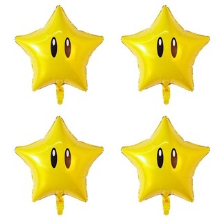 Balão Estrela Super Mario 22cm Kit 4un~16un Balões Metalizados Arranjo Mesa Game Festa Decoração Aniversário Mario Bros