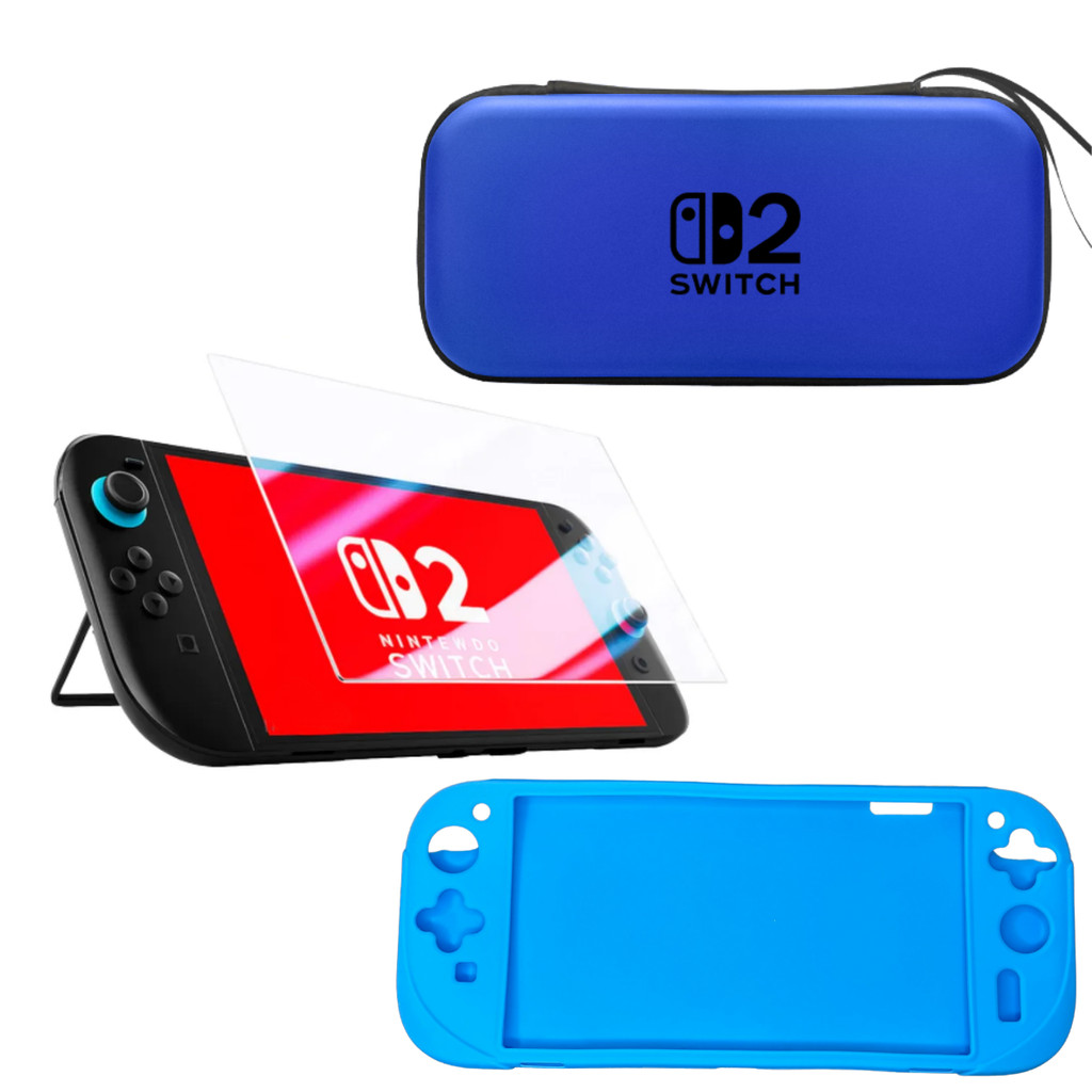 Kit Proteção Switch 2 Case Transporte Capa Silicone Película