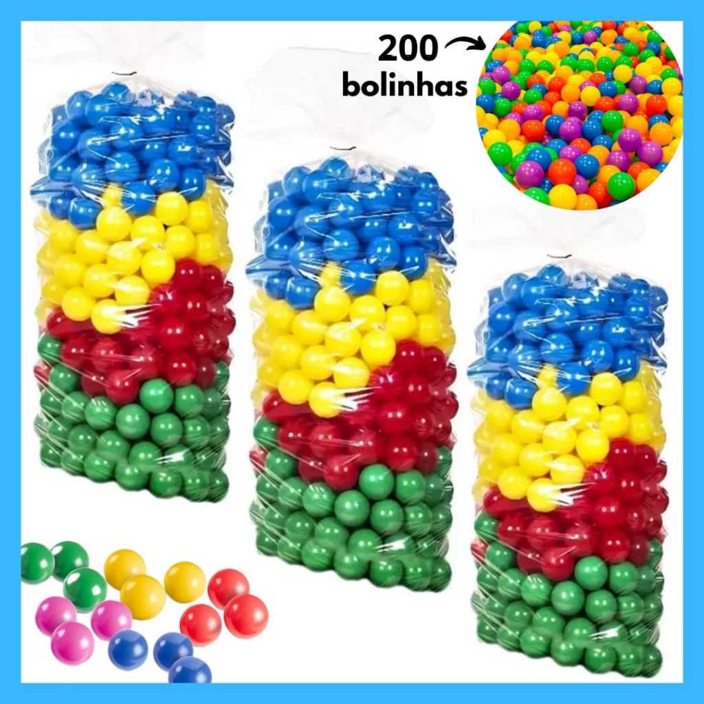 200 bolinhas para piscina infantil colorida resistente não amassa alta qualidade 76mm pronta entrega