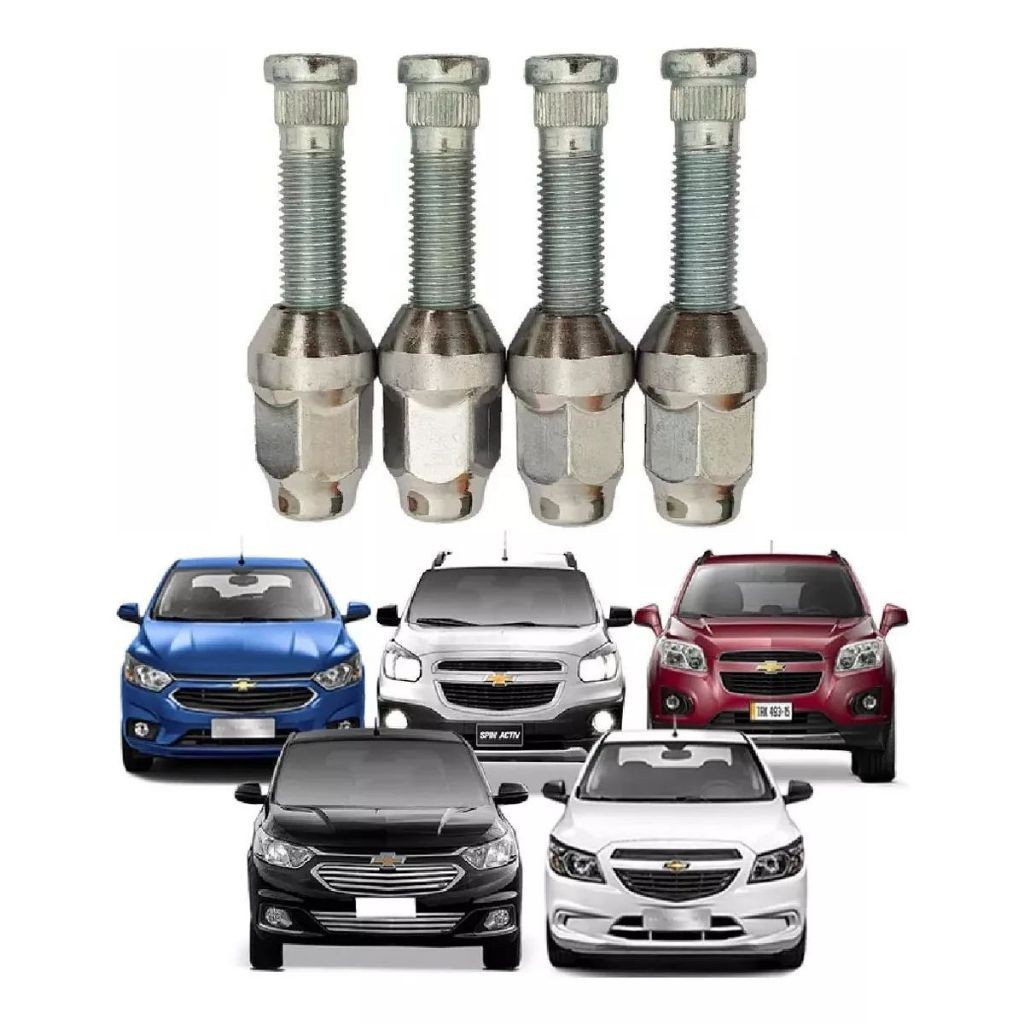 kit 4 Prisioneiro Parafuso De Roda Com Porca Para Chevrolet Prisma Onix Cruze Cobalt Spin tracker