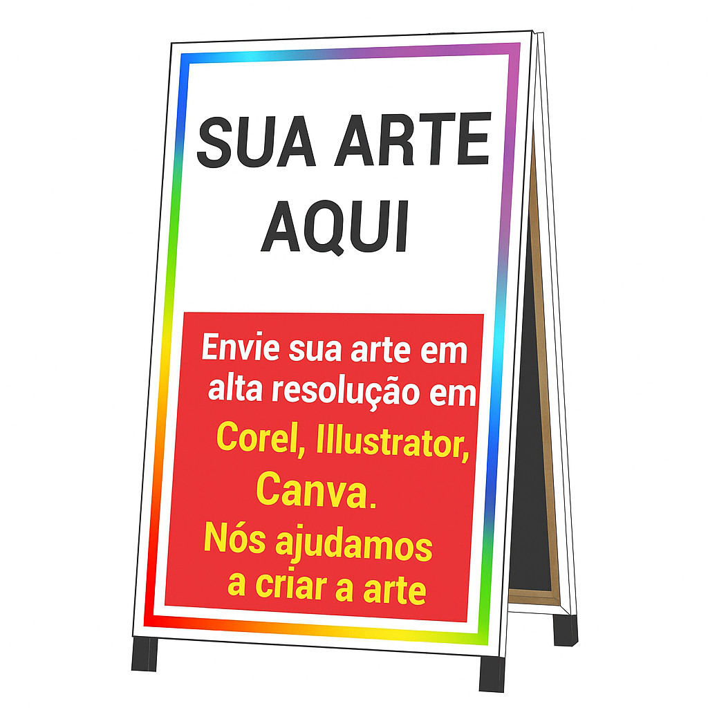 Placa Cavalete  de rua Publicidade Personalizado 2 Lona Impressa 50X70cm arte grátis