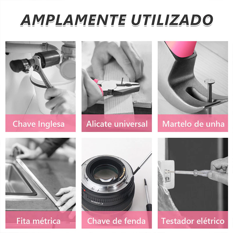 Kit de Ferramentas Rosa para Reparos Domésticos — foto 8