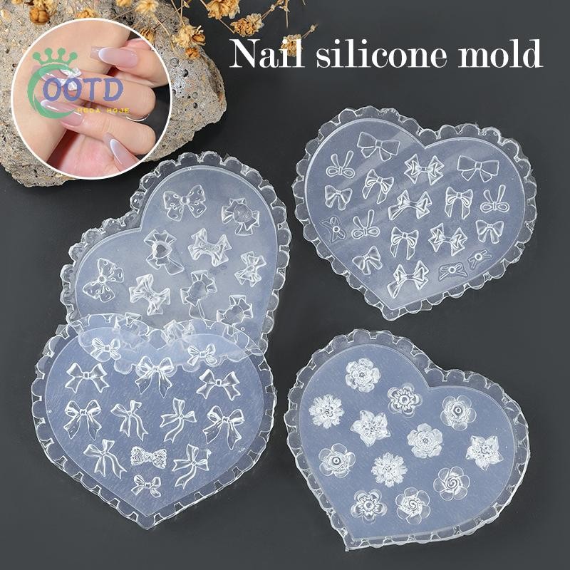 Moda Hoje 1 Peça De Molde De Silicone Para Unhas Em Forma De Coração Borboleta Arco Flor 3D Modelo De Unha Decorações De