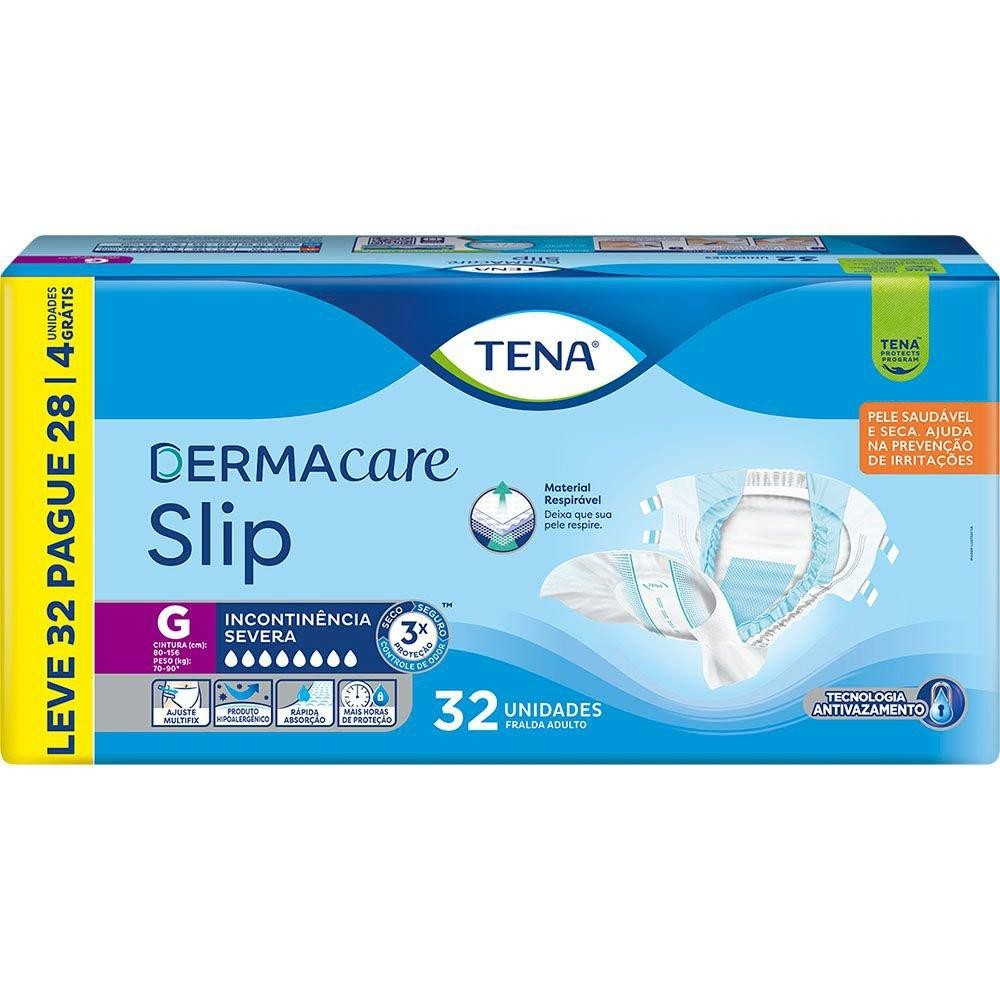 Fralda Geriátrica Tena Slip Dermacare G Leve 32 Pague 28 unidades em Oferta na Shopee