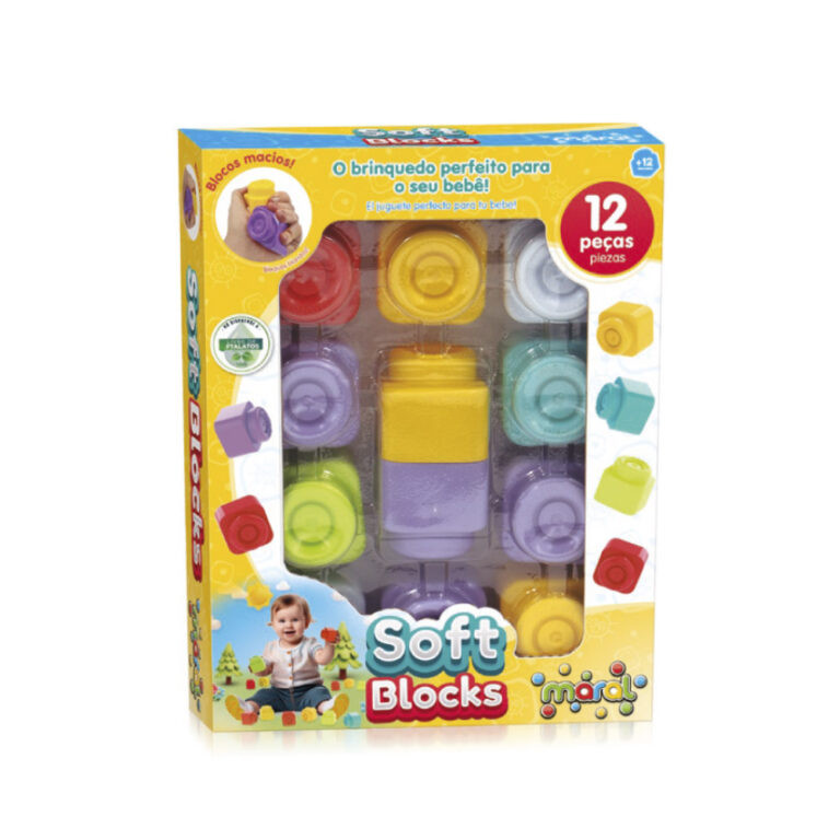Blocos de Montar Soft Block Maral - Macio, Coloridos e Educativos para Bebês com  12 Peças em Oferta na Shopee