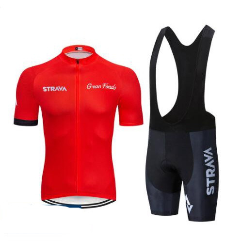 Conjunto De Camisa De Bicicleta STRAVA Curto Vermelho Seco Rápido Respirável Ciclismo MTB Estrada Bi