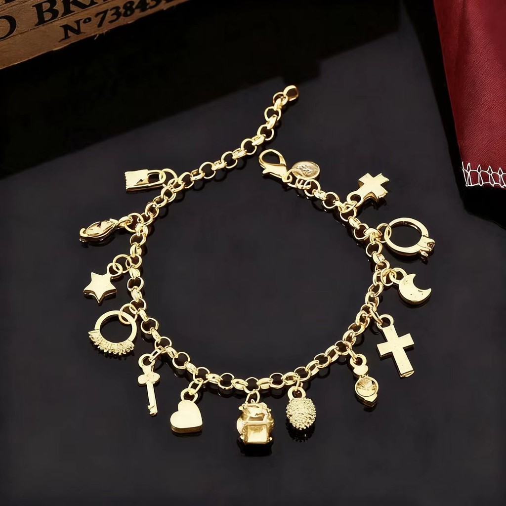 Pulseira de prata esterlina 925 banhada a ouro com contas acessórios de joias da moda para festa de noivado feminina em Oferta na Shopee