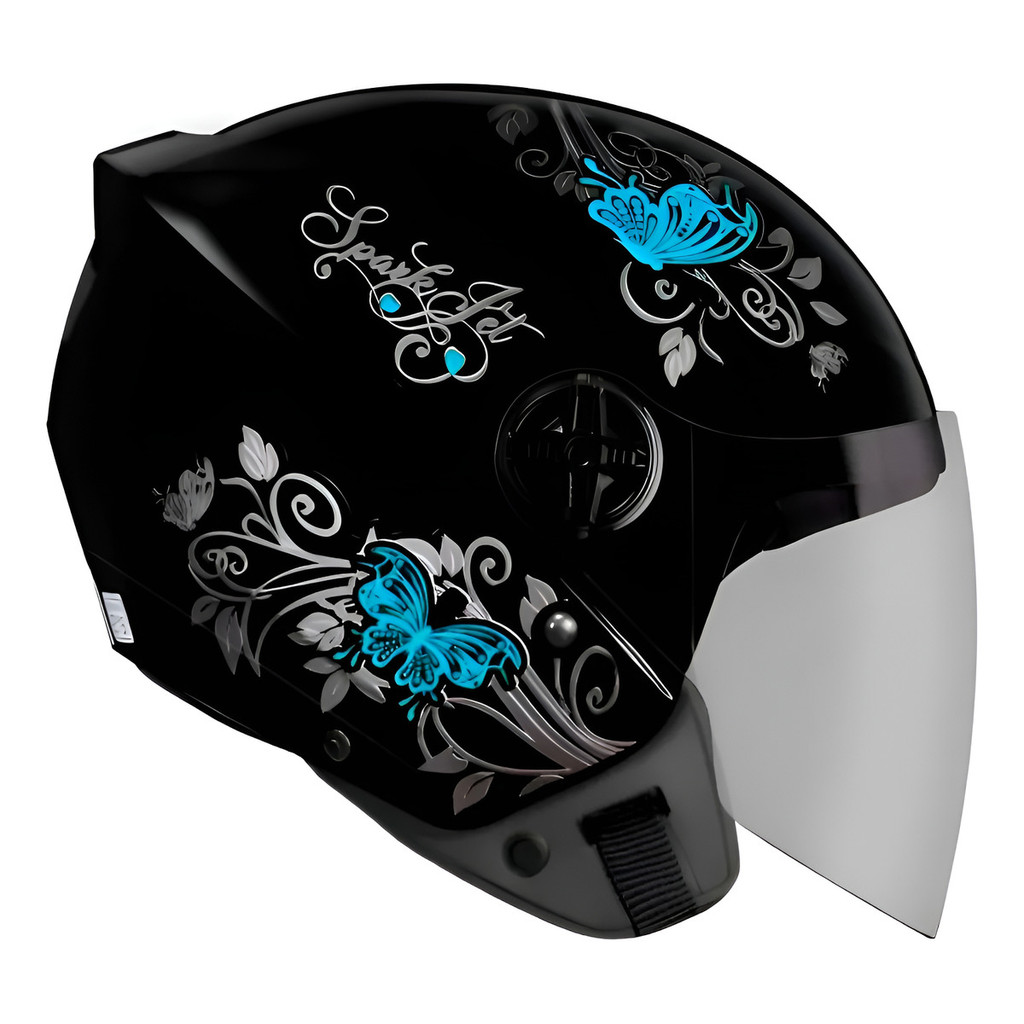 Capacete Ebf Spark Jet Aberto Borboleta Azul Rosa Lila 56 58