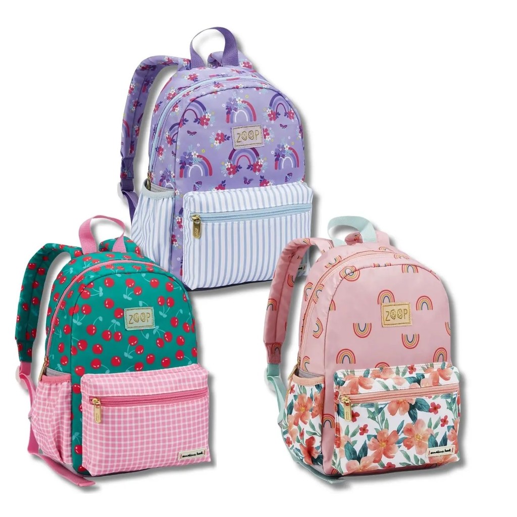 Mochila Infantil Escolar Estampada Arco Iris Cereja Zoop Feminino Mochila Escolar