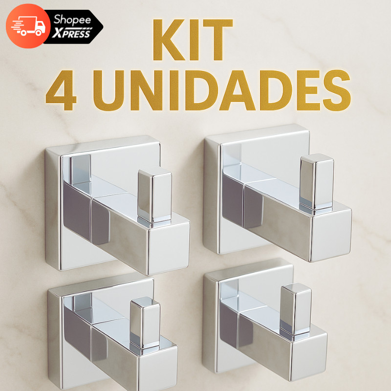 Cabide Cromado de Banheiro Suporte Gancho Inox Porta Toalhas de Metal