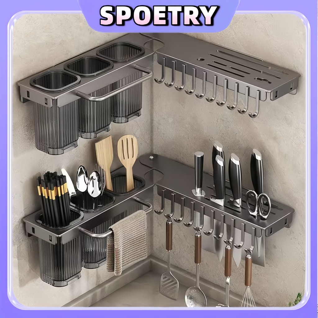 Kit 2 Suporte Para Armazenamento De Facas Ganchos Talheres Utensílios De Cozinha De aço carbono