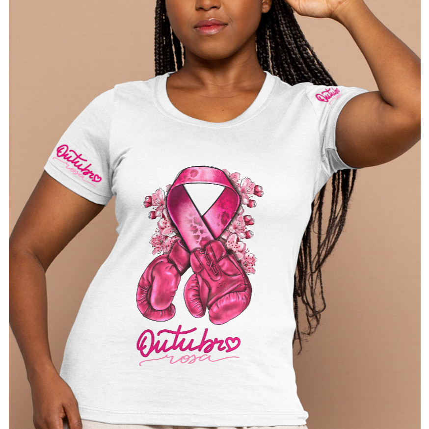 Camiseta Básica Babylook Outubro Rosa / Camisa Contra Câncer de Mama / Blusa Outubro Rosa