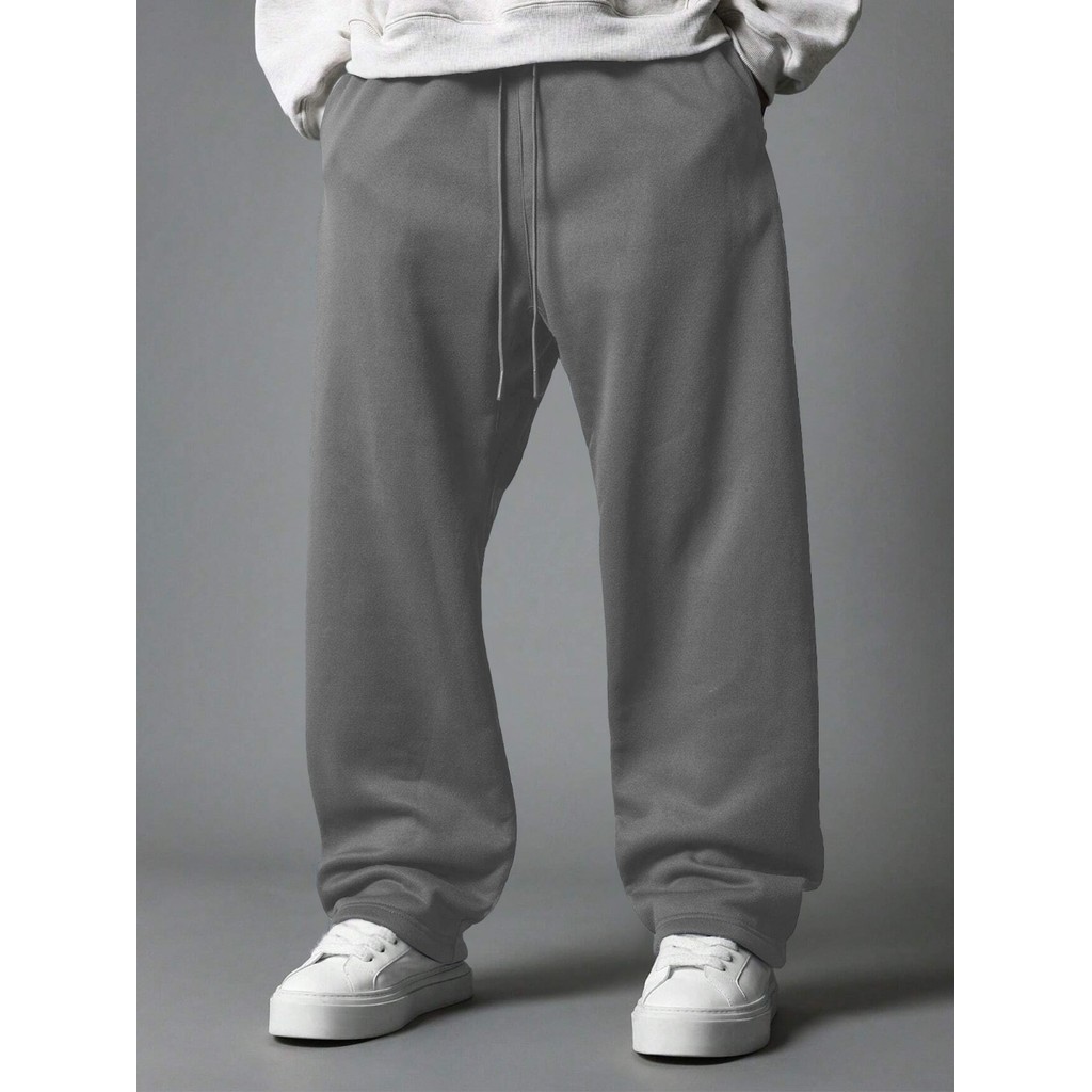Calça Pantalona Moletom Peluciado Liso Masculino Wide Leg Oversized Premium