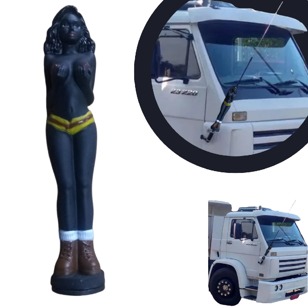 Boneca Decorativa Preta Enfeite Modelo Antena Px Caminhão