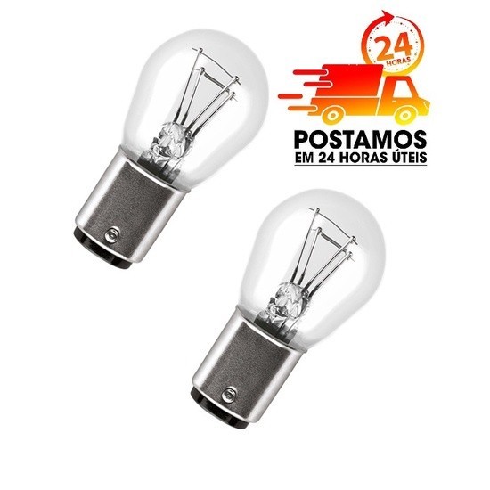 Par Lâmpada Lanterna Traseira 12V P21/5W Duplo Polo Cristal (PAR) ENVIO IMEDIATO