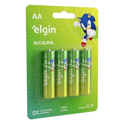 Pilha Alcalina Aa Pequena Elgin Blister Com 4 Unidades