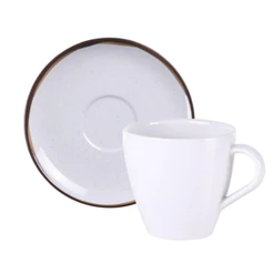 Xicara De Chá Café Com Pires 200ml Canyon Porcelana Borda Decorada Tramontina