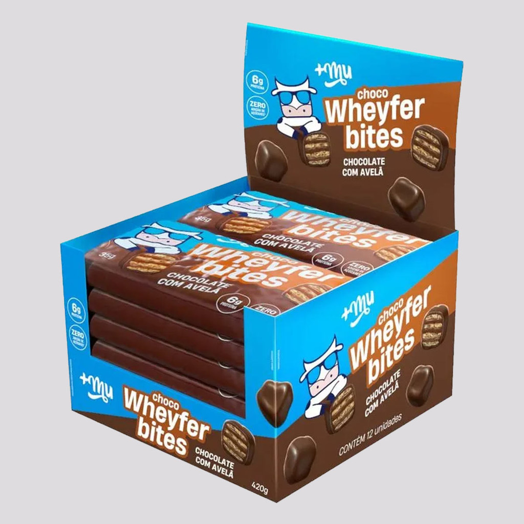 Bites de Proteína +Mu ChocoWheyfer 12 unidades em Oferta na Shopee