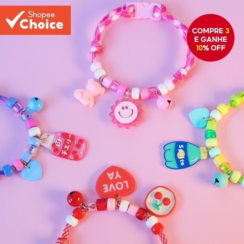 Coleira de Cachorro e Gato com Sino e Pingentes Fofo Coração e Pingente Sorridente Ajustável em Oferta na Shopee