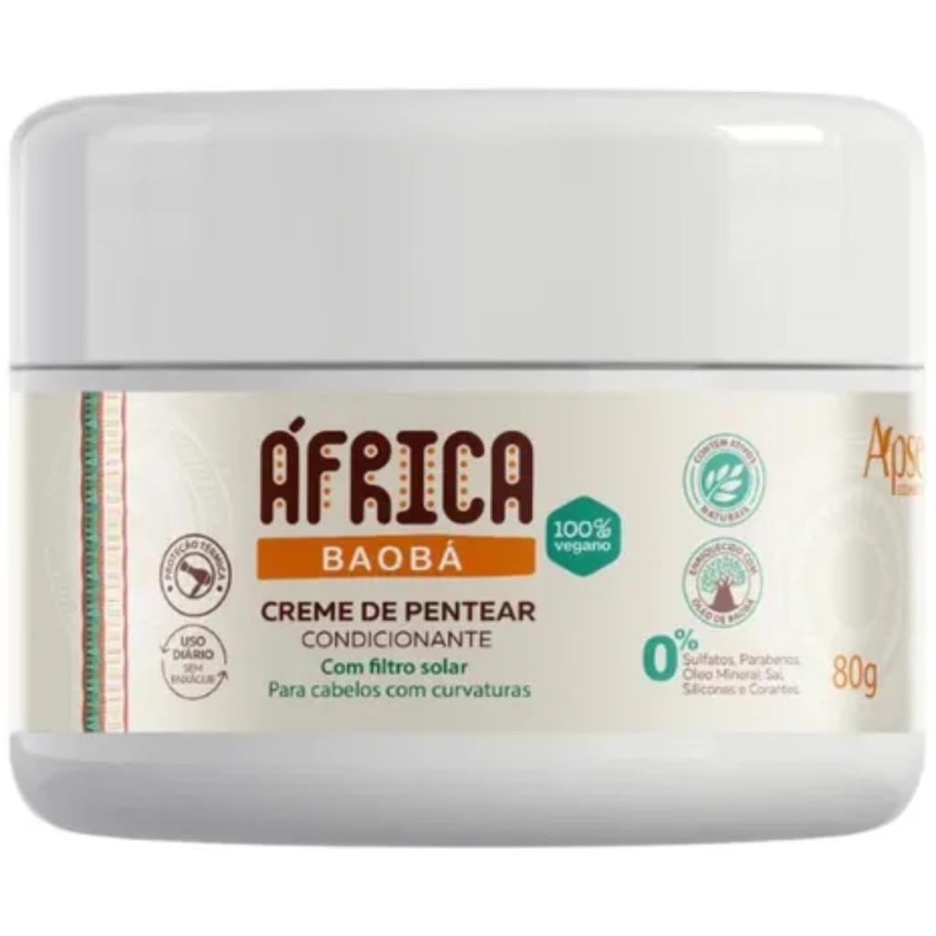 Apice Creme de Pentear África Baobá Filtro Solar Termoativo Leave-in 80g Vegano