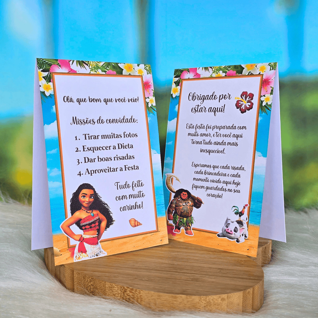 10 a 30 Plaquinhas de mesa MOANA - Centro de mesa Lembrancinha de festa infantil