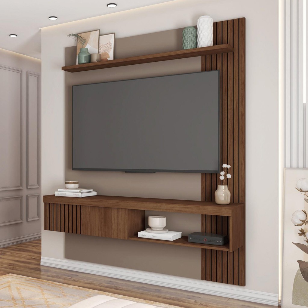 Painel para TV até 55 Polegadas com Ripado Moon Fendi/Havana em Oferta na Shopee