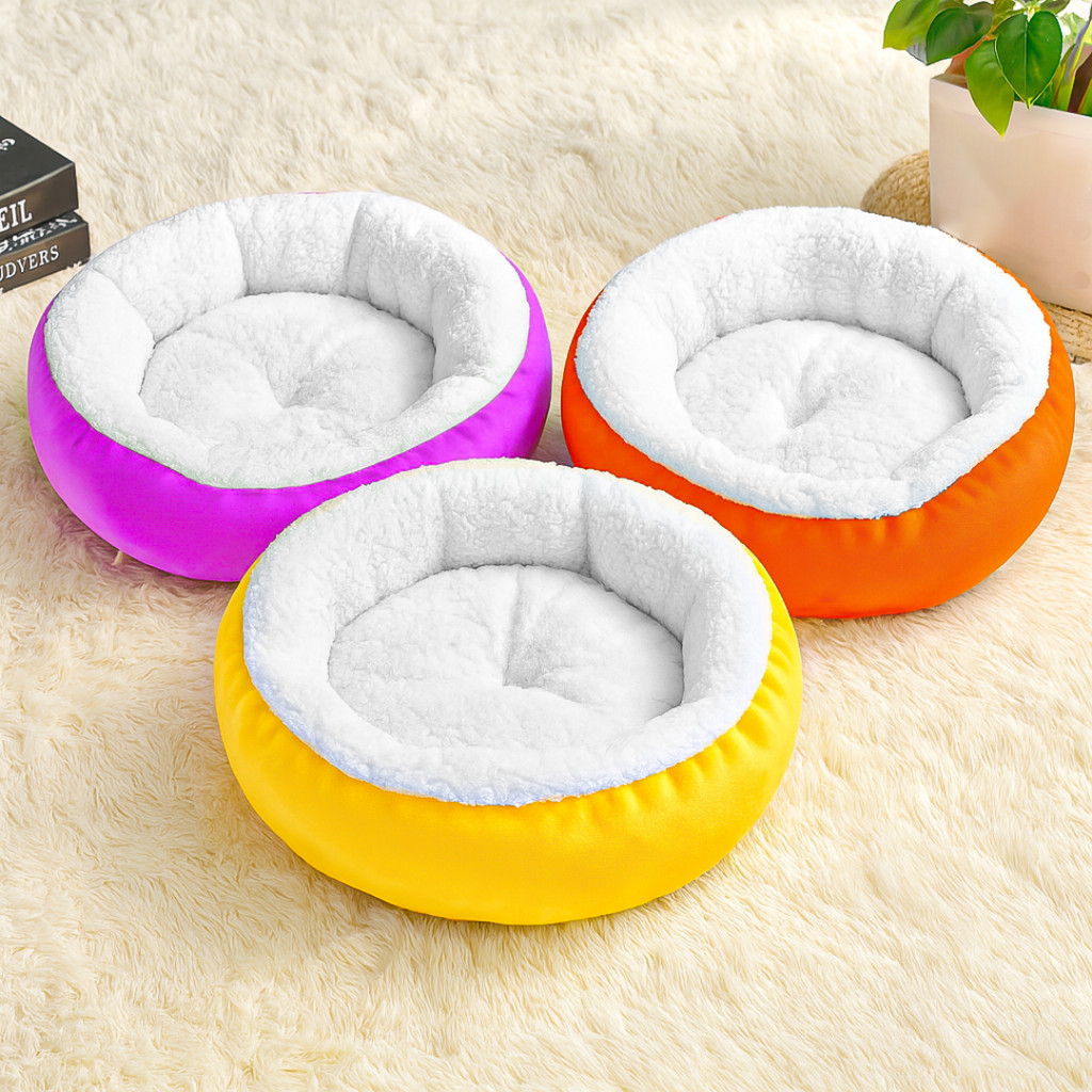 Caminha Pet Redonda Sherpa 50x50 – Cama Para Cachorros e Gatos, Quente e Aconchegante