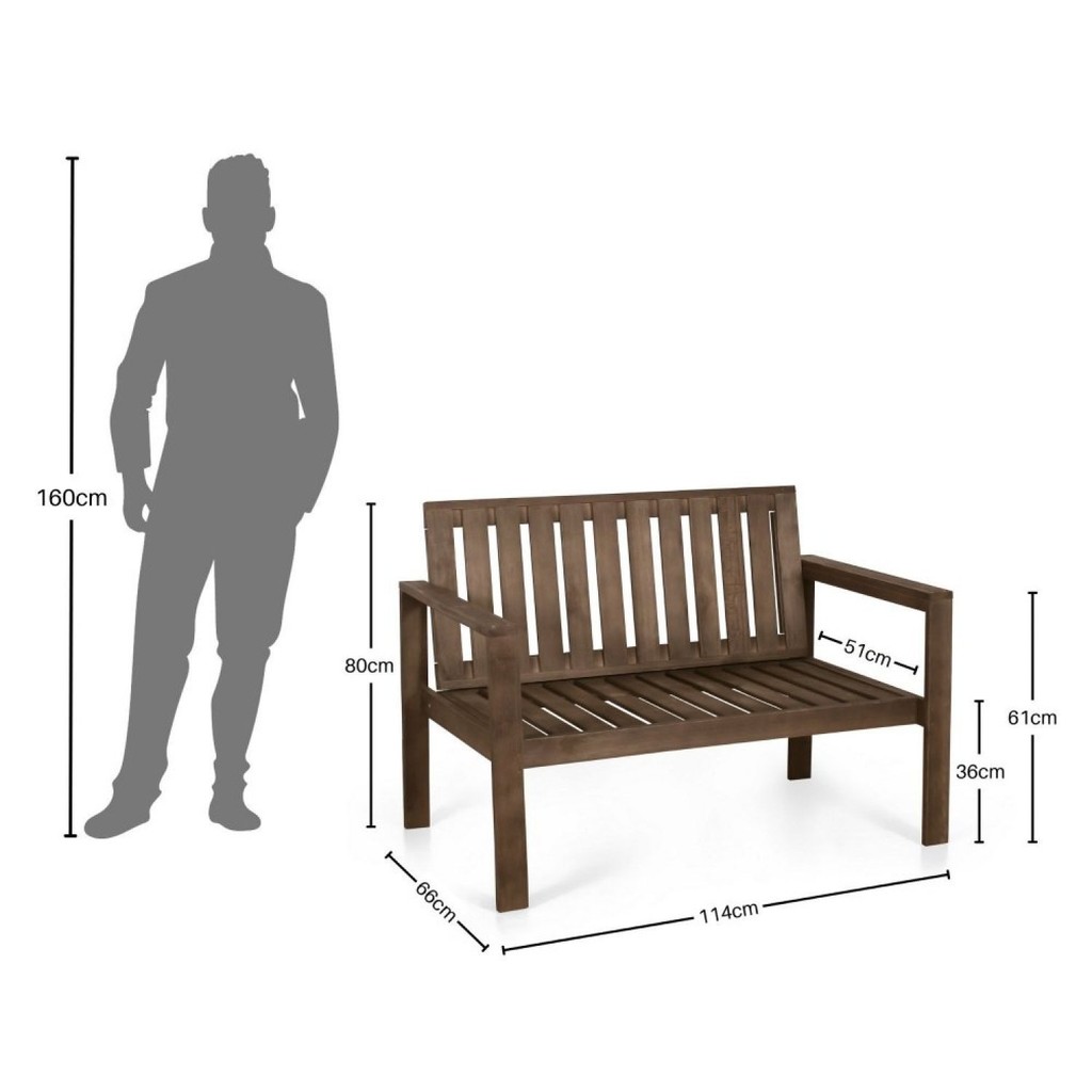 Banco de Jardim 2 Lugares Madeira Maciça Yescasa 2