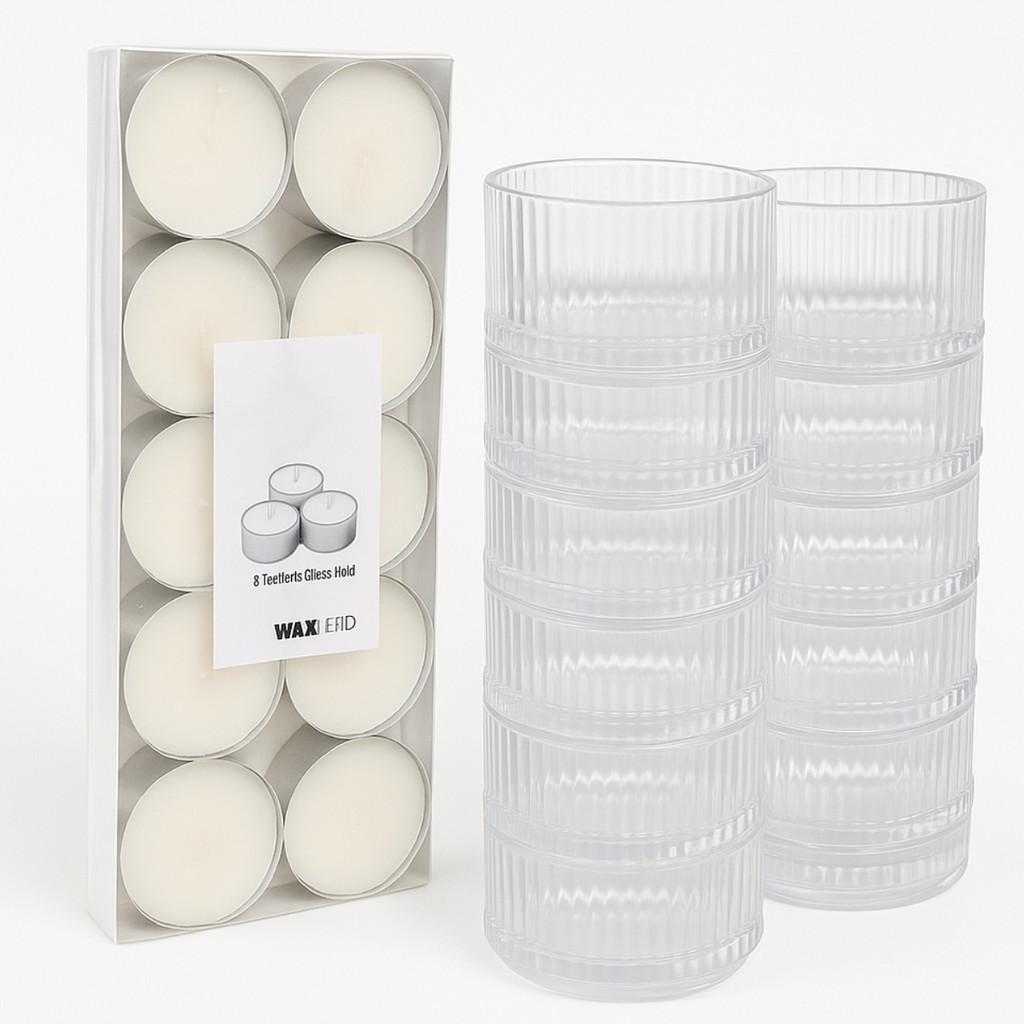 Kit 10 Velas Rechaud com 10 Castiçais de Vidro para Eventos