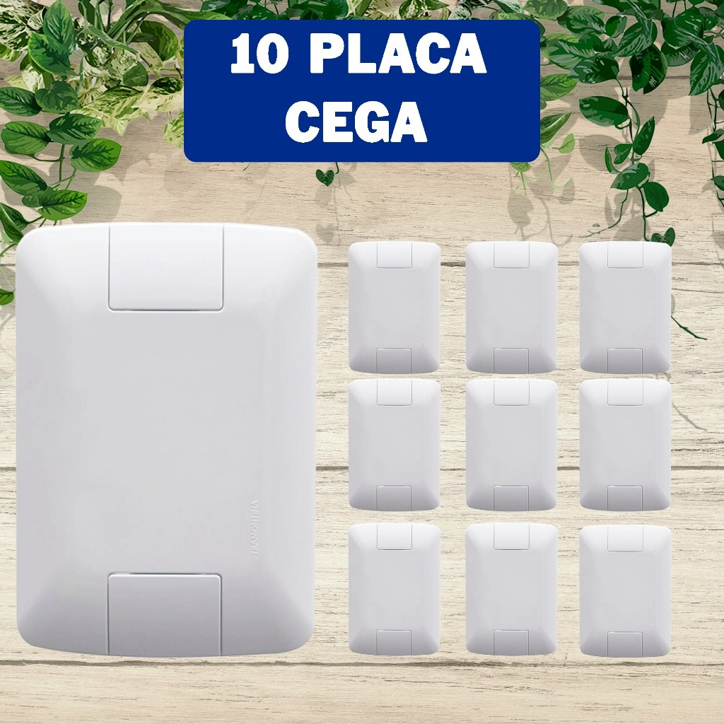 Kit 10 Placa Tampa Cega 4x2 Aria - Tramontina Branca para caixinha de luz