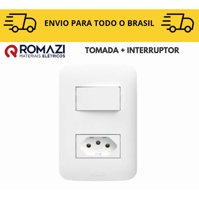 Tomada Com Interruptor linha canoa romazi / 10A / 20A / Paralelo / Tomada