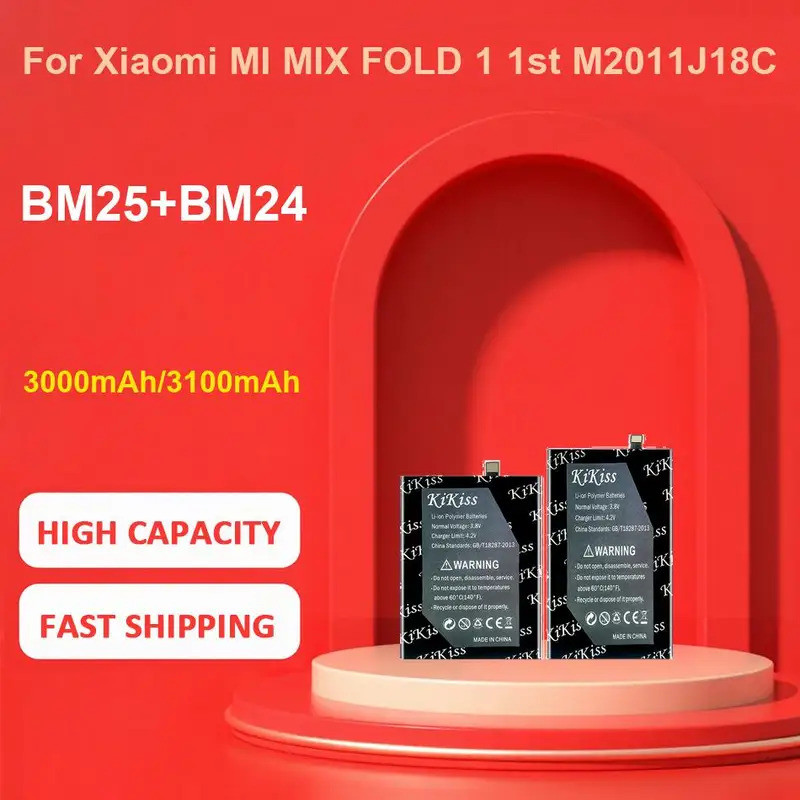 Bateria KiKiss Para Xiaomi MI MIX FOLD 1 1o M2011J18C , BM25 + BM24,3000mAh/3100mAh