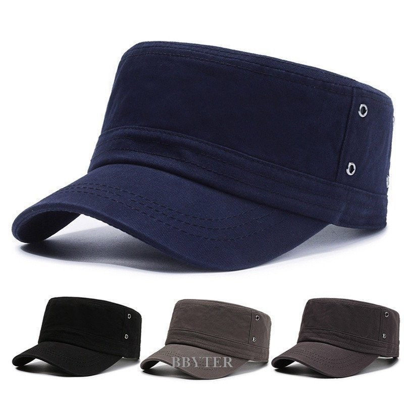 Moda Algodão Lavado Homens Boné Militar De Verão Protetor Solar Chapéu De Cadete Plano Ajustável Feminino Pescado