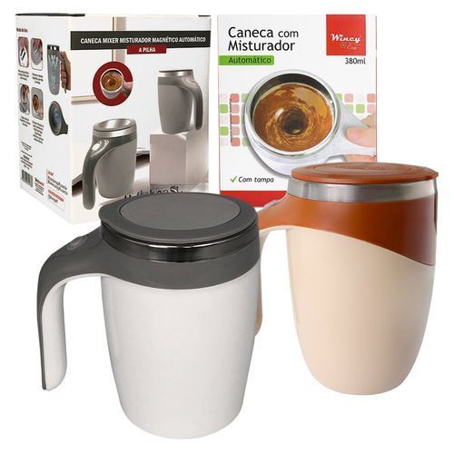 Caneca Misturadora Inox Eletrica Automatica 380ml Mixer Portatil Pratica