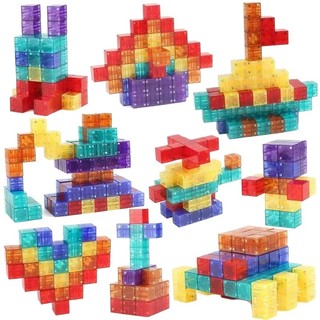 Conjunto de Blocos Magnéticos de Construção, Brinquedo Educacional em Cubos DIY para Crianças